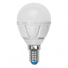 Лампа светодиодная Uniel диммируемая (08694) E14 6W 4500K шар матовый LED-G45-6W/NW/E14/FR/DIM