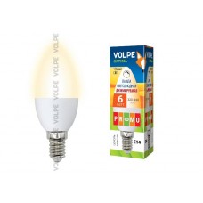 Лампа светодиодная Volpe диммируемая (10697) E14 6W 3000K свеча матовая LED-C37-6W//WW/E14/FR/DIM/O