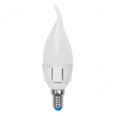 Лампа светодиодная Uniel диммируемая (08692) E14 6W 4500K свеча на ветру матовая LED-CW37-6W/NW/E14/FR/DIM