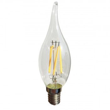 Лампа светодиодная E14 4W свеча на ветру прозрачная 056-908 (Китай)
