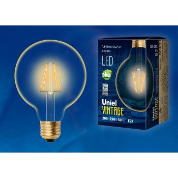 Лампа светодиодная (UL-00002359) E27 6W 2250K шар прозрачный LED-G95-6W/GOLDEN/E27 GLV21GO (Китай)