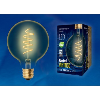 Лампа светодиодная (UL-00001818) E27 4W 2250K шар прозрачный LED-G95-4W/GOLDEN/E27/CW GLV21GO (Китай)