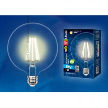 Лампа светодиодная (10534) E27 10W 3000K шар прозачный LED-G125-10W/WW/E27/CL PLS02WH (Китай)