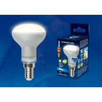 Лампа светодиодная Uniel (UL-00001491) E14 6W 3000K рефлектор матовый LED-R50-6W/WW/E14/FR PLS02WH