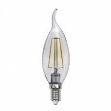 Лампа светодиодная Uniel (UL-00000200) E14 6W 3000K свеча на ветру прозрачная LED-CW35-6W/WW/E14/CL PLS02W