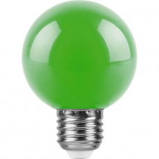 Лампа светодиодная Feron E27 3W зеленый Шар Матовая LB-37125907