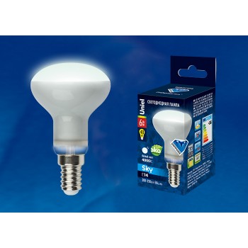 Лампа светодиодная (UL-00001492)  E14 6W 4000K рефлектор матовый LED-R50-6W/NW/E14/FR PLS02WH (Китай)