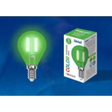 Лампа светодиодная Uniel (UL-00002987) E14 5W шар зеленый LED-G45-5W/GREEN/E14 GLA02GR