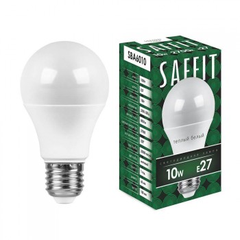 Лампа светодиодная Saffit E27 10W 2700K Шар Матовая SBA6010 55004 (Китай)