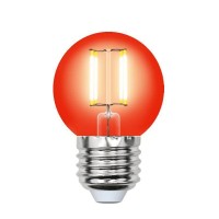 Лампа светодиодная Uniel (UL-00002986) E27 5W красный LED-G45-5W/RED/E27 GLA02RD
