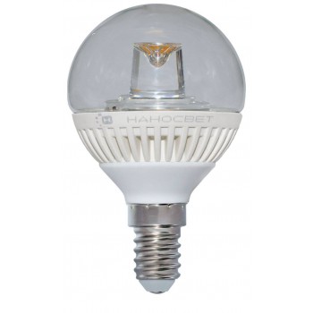 Лампа светодиодная E14 5W 2700K шар прозрачный LC-GCL-5/E14/827 L140 (Россия)
