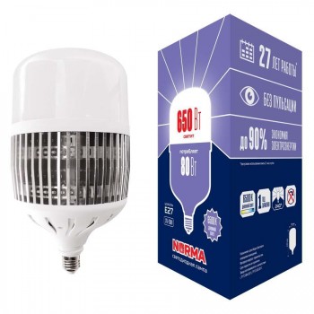 Лампа LED сверхмощная Volpe E27 80W 6500K матовая LED-M80-80W/6500K/E27/FR/NR UL-00006796 (КИТАЙ)