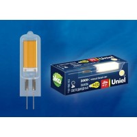 Лампа светодиодная Uniel (UL-00005063) G4 4W 3000K прозрачная LED-JC-220/4W/3000K/G4/CL GLZ08TR