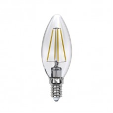 Лампа светодиодная Uniel (09427) E14 5W 3000K свеча прозрачная LED-C35-5W/WW/E14/CL PLS02WH
