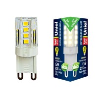 Лампа светодиодная Uniel G9 3W 3000K прозрачная LED-JCD-3W/3000K/G9/CL GLZ09TR UL-00006746
