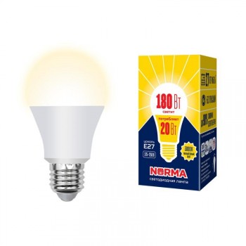 Лампа светодиодная (UL-00004030) E27 20W 3000K матовая LED-A65-20W/WW/E27/FR/NR (Китай)
