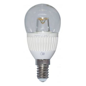 Лампа светодиодная E14 5W 2700K шар прозрачный LC-P45CL-5/E14/827 L142 (Россия)
