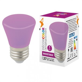 Лампа декоративная светодиодная (UL-00005644) Volpe E27 1W фиолетовая матовая LED-D45-1W/PURPLE/E27/FR/С BELL (Китай)