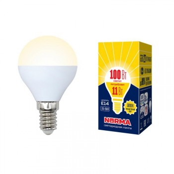 Лампа светодиодная (UL-00003832) E14 11W 3000K матовая LED-G45-11W/WW/E14/FR/NR (Китай)