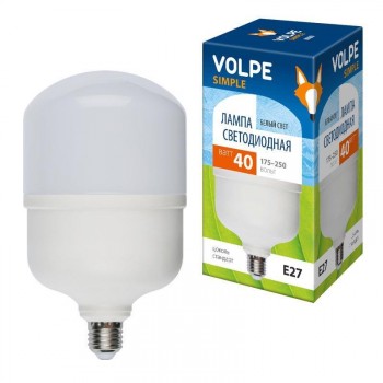 Лампа LED сверхмощная Volpe E27 40W 4000K матовая LED-M80-40W/NW/E27/FR/S UL-00002905 (КИТАЙ)