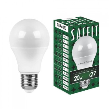 Лампа светодиодная Saffit E27 20W 2700K матовая SBA6020 55013 (Китай)