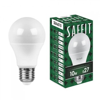 Лампа светодиодная Saffit E27 10W 4000K Шар Матовая SBA6010 55005 (Китай)