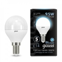 Лампа светодиодная Gauss E14 9.5W 4100K шар матовый 105101210