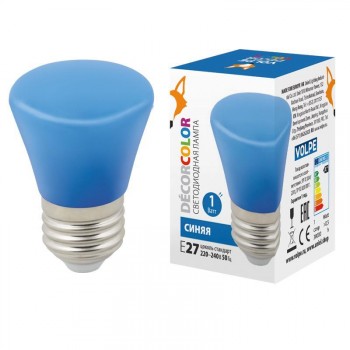Лампа декоративная светодиодная (UL-00005639) Volpe E27 1W синяя матовая LED-D45-1W/BLUE/E27/FR/С BELL (Китай)