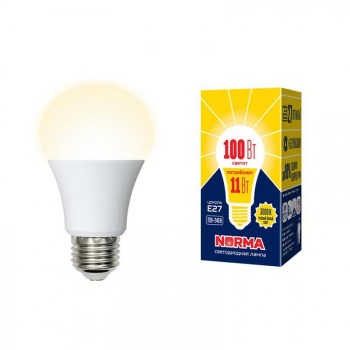 Лампа светодиодная (UL-00003787) E27 11W 3000K матовая LED-A60-11W/WW/E27/FR/NR (Китай)