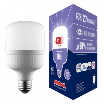 Лампа LED сверхмощная Volpe E27 50W 6500K матовая LED-M80-50W/6500K/E27/FR/NR UL-00006792 (КИТАЙ)