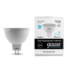 Лампа светодиодная Gauss GU5.3 9W 6500K полусфера матовая 13539