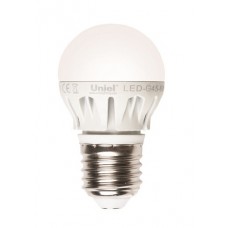 Лампа светодиодная Uniel (08141) E27 6W 3000K шар матовый LED-G45-6W/WW/E27/FR ALM01WH
