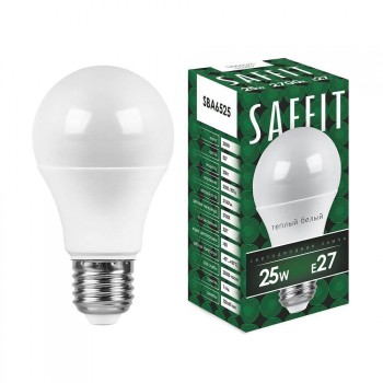 Лампа светодиодная Saffit E27 25W 2700K Шар Матовая SBA6525 55087 (Китай)