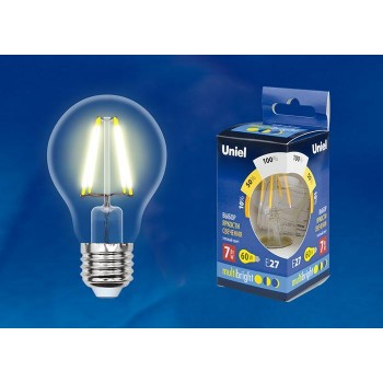 Лампа светодиодная филаментная E27 7W 3000K шар прозрачный LED-A60-7W/WW/E27/CL/MB GLM10TR (Китай)