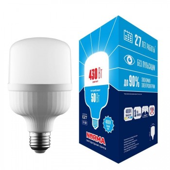 Лампа LED сверхмощная Volpe E27 50W 4000K матовая LED-M80-50W/4000K/E27/FR/NR UL-00006791 (КИТАЙ)