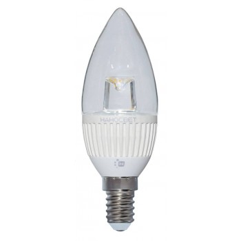 Лампа светодиодная E14 5W 4000K свеча прозрачная LC-CDCL-5/E14/840 L155 (Россия)
