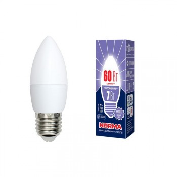 Лампа светодиодная (UL-00003797) E27 7W 6500K матовая LED-C37-7W/DW/E27/FR/NR (Китай)