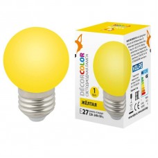 Лампа декоративная светодиодная (UL-00005649) Volpe E27 1W желтая LED-G45-1W/YELLOW/E27/FR/С