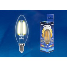 Лампа светодиодная Uniel филаментная E14 5W 3000K свеча прозрачная LED-C35-5W/WW/E14/CL/MB GLM10TR