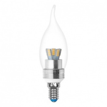 Лампа светодиодная (07895) E14 5W 4500K свеча на ветру прозрачная LED-CW37P-5W/NW/E14/CL (Китай)