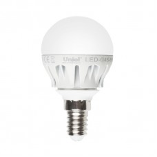 Лампа светодиодная Uniel (08138) E14 6W 4500K шар матовый LED-G45-6W/NW/E14/FR ALM01WH