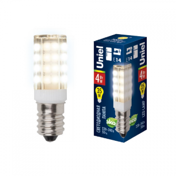 Лампа светодиодная (UL-00000179) E14 4W 3000K кукуруза прозрачная LED-Y16-4W/WW/E14/CL PLZ04WH (Китай)