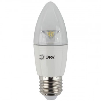 Лампа светодиодная ЭРА E27 7W 2700K свеча прозрачная LED B35-7W-827-E27-Clear (Россия)