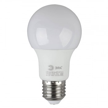 Лампа светодиодная ЭРА E27 6W 2700K груша матовая ECO LED A60-6W-827-E27 (Россия)