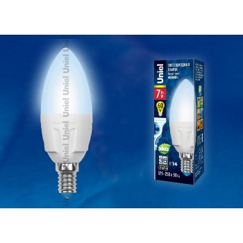 Лампа светодиодная (UL-00002411) E14 7W 4000K свеча матовая LED-C37 7W/NW/E14/FR PLP01WH (Россия)