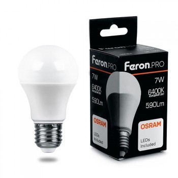 Лампа светодиодная Feron Pro E27 7W 6400K матовая LB-1007 38025 (РОССИЯ)