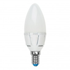 Лампа светодиодная Uniel (UL-00000768) E14 7W 3000K свеча матовая LED-C37-7W/WW/E14/FR PLP01WH