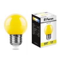 Лампа светодиодная Feron E27 1W желтый Шар Матовая LB-37 25879