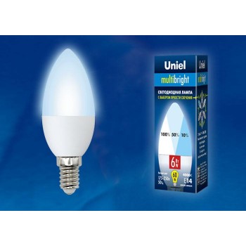 Лампа светодиодная (UL-00002374) E14 6W 4000K свеча матовая LED-C37-6W/NW/E14/FR/MB PLM11WH (Китай)