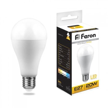Лампа светодиодная Feron E27 20W 2700K Шар Матовая LB-98 25787 (Россия)